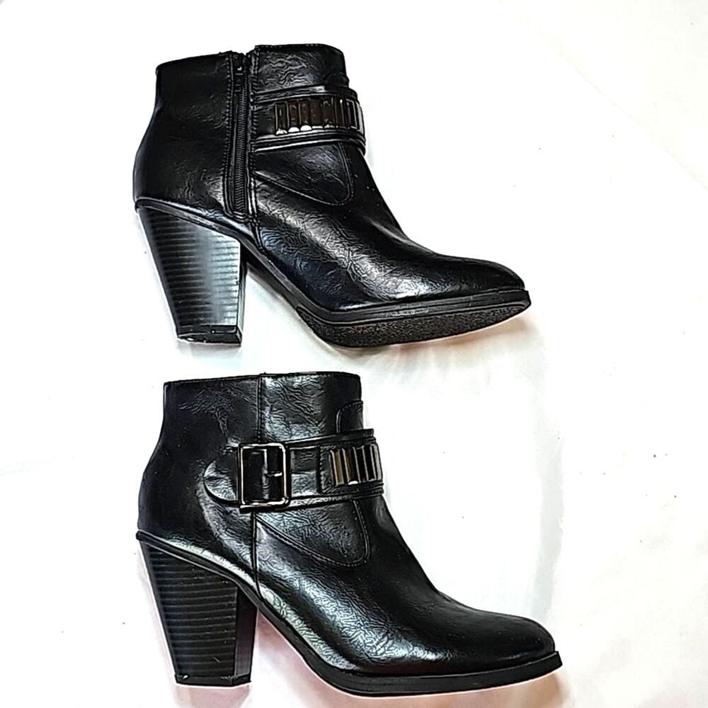 Rampage Women Sz 10 Velma Black Embellished BOHO Festival Goth Grunge Ankle Boot